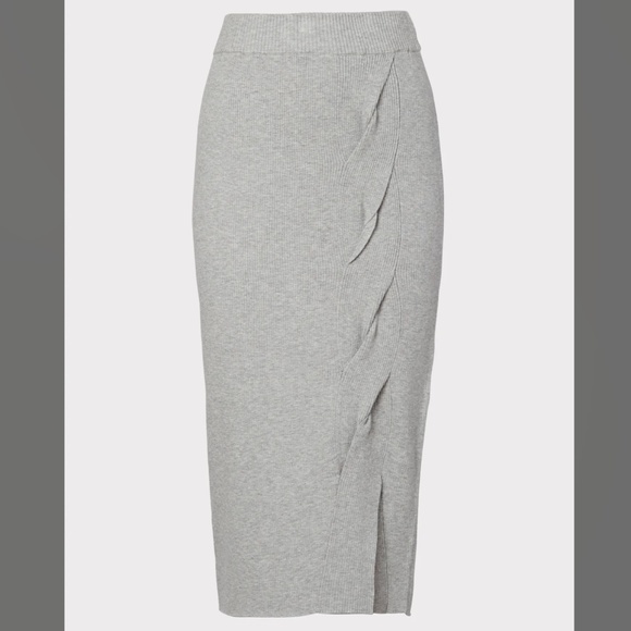 NEW MILLY Twisted Knot Midi Skirt In Grey Size Medium $295 - Picture 2 of 12